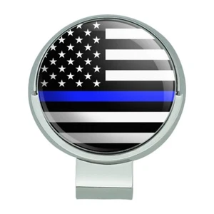 Thin Blue Line American Flag Golf Hat Clip With Magnetic Ball Marker - Picture 1 of 6