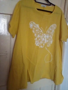 made in italy yellow butterfly tunic top ONE SIZE - Picture 1 of 8