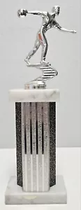 Vintage Men's 1960s/70s Bowling Trophy 12.75" Metal & Marble - Picture 1 of 5