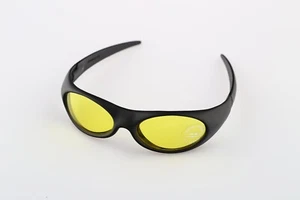 Vuarnet Extreme Maverick's, Vintage 90s yellow lenses black wrap sunglasses NOS - Picture 1 of 10