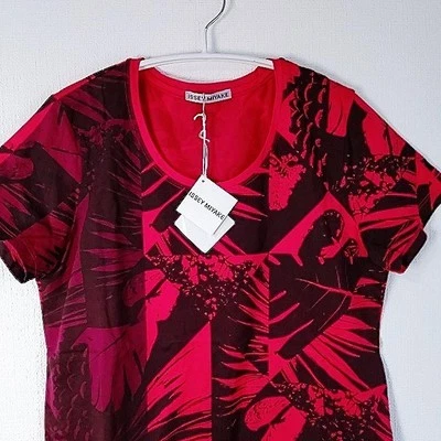 ISSEY MIYAKE Camiseta Manga Corta, Rojo y Negro, Algodón Foto 1 de 4