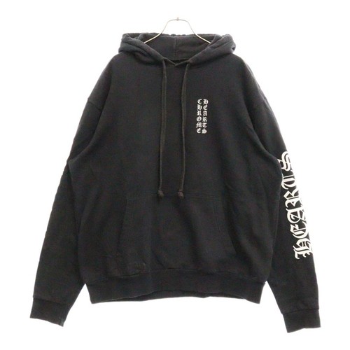 Felpa con cappuccio pullover Chrome Hearts SWTSHRT PLVR manica stampa logo nero usata 3eb7444e