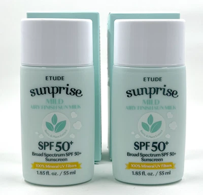 Lot of 2 ETUDE K-Beauty Sunprise Sun Milk Mineral SPF 50+ 2X 1.85oz EX: 9/23/26 - Image 1 of 3