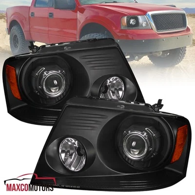 Black Projector Headlights Fits 2004-2008 F150 06-08 Lincoln Mark LT Lamps L+R Foto 1 de 4
