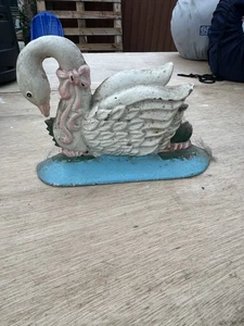 Vintage Gusseisen Schwan Figur Türstopper/Buchstütze - Bild 1 von 4