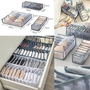 6/7/11 grids Foldable Separate Underwear Drawer Storage Box Socks Bra Organizer - Picture 1 of 18