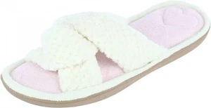 ISOTONER Pantofole da scivolo beige popcorn ECO microterry memory foam x L (9-10) - Foto 1 di 5