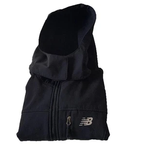 New Balance Mens SZ Large Full Zip Fleece Lined Black Hooded Jacket Mint! 44x29 - Picture 1 of 13