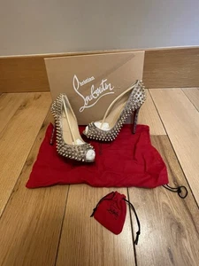 Christian Louboutin Metallic Gold Lady Peep Toe Spikes Platform , genuine - Picture 1 of 7