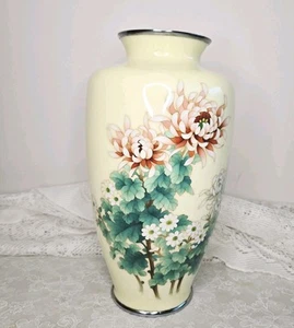 LARGE FINE SILVER WIRE JAPANESE CLOISONNE VASE SIGNED ANDO - Picture 1 of 11