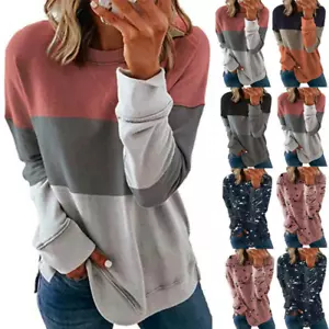 Plus Size Womens Long Sleeve Tee T Shirt Sweatshirt Blouse Ladies Pullover Tops - Picture 1 of 6