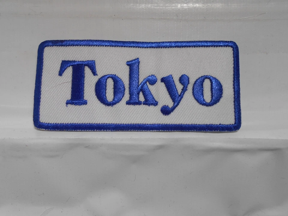 TOKYO  NEW EMBROIDERED  SEW / IRON ON NAME PATCH BLUE ON WHITE - Image 1 of 1