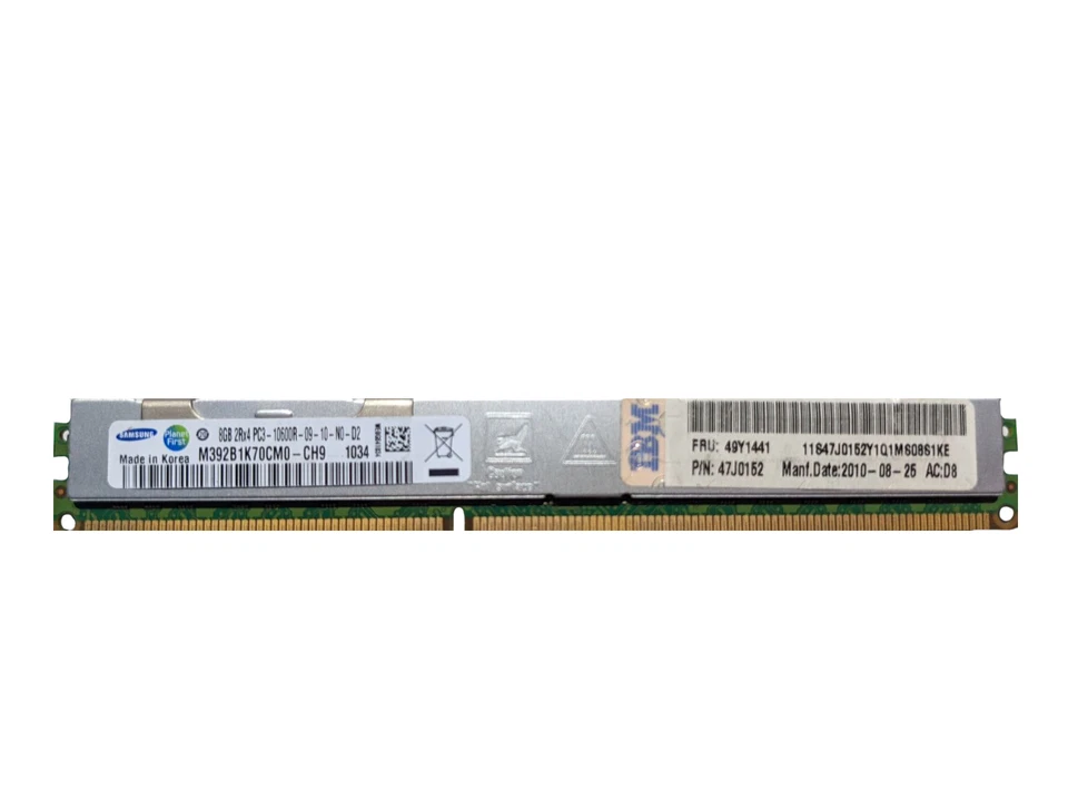 Samsung 8 GB DDR3-1333 PC3-10600R M392B1K70CM0-CH9 2Rx4 1,5 V Server RAM - Immagine 1 di 1