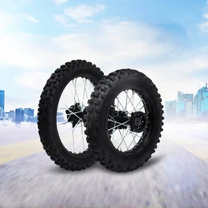 15mm Front 60/100-14 + Rear 80/100-12 WHEEL TIRE Rim For Honda CRF Dirt Pit Bike - Picture 1 of 13