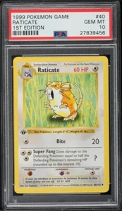 1999 Pokemon Karte Base Set Shadowless 1st Edition Raticate #40 PSA 10 Englisch - Bild 1 von 2