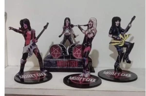 MOTLEY CRUE Band x 4 VITRINENSTÄNDER 8" Figuren Statuen Ausschnitt Spielzeug Puppe Dekor! - Bild 1 von 9