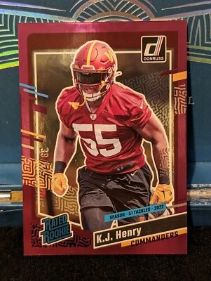 2023 Panini Donruss KJ Henry Press Proof Purple Season Stat Line #/51 Commanders - Image 1 of 4