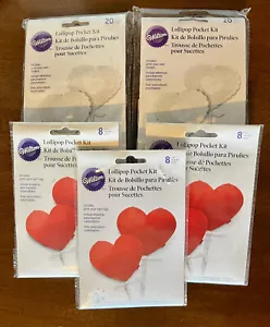 Wilton Heart Shaped Lollipop Pocket Kits - Mix of Red and White Hearts 64 Total - Picture 1 of 3