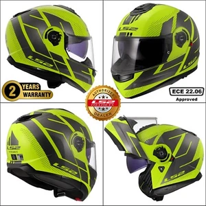 LS2 FF908 STROBE II FLIP-UP FULL FACE MOTORBIKE MODULAR CRASH HELMET CODE YELLOW - Picture 1 of 14