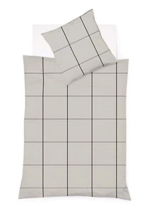 Fleuresse Lech Edelflanell Bettwäsche 200x200 Karo steingrau silber 604311-11 - Bild 1 von 2