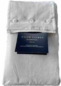 $185 Ralph Lauren RL Linen STANDARD Pillowcases Set 2 Pc Light Gray NEW - Picture 1 of 4
