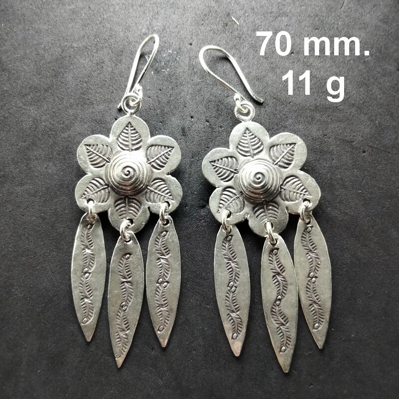 Fine Silver Earrings Sterling 925 Jewelry 11g lot18 Dangle Tribal Chandelier 29 - Image 1 of 4