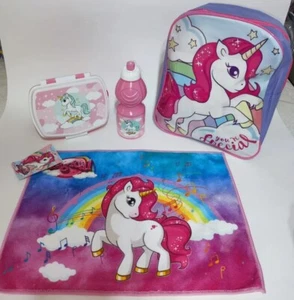ZAINO UNICORNO SET 4 PEZZI SCUOLA TEMPO LIBERO ASILO - Foto 1 di 1