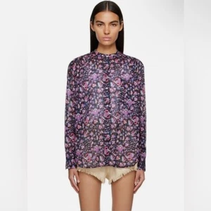 Isabel Marant Etoile Women’s Mexika Floral Striped Cotton Shirt Blouse Top XS - Picture 1 of 13