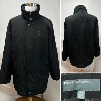 Chaqueta Abrigo Perry Ellis Portfolio Para Hombre XXL Negra Poli Tech Foto 1 de 4