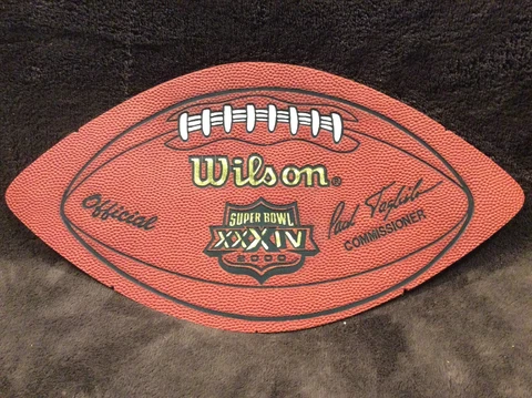 St Louis Rams SUPER BOWL XXXIV WILSON LEATHER FOOTBALL SHAPED DISPLAY PIECE Cover