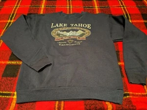 Vintage Lake Tahoe Navy Pullover Crewneck Sweatshirt Size 14-16 Kids USA - Picture 1 of 5
