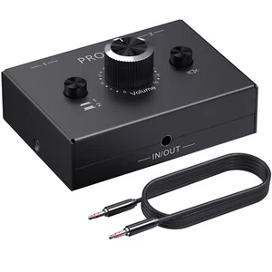 3.5mm Stereo Audio Switch Bi-Directional Splitter 2 x 1/1 x 2 with Mute Button - Picture 1 of 12