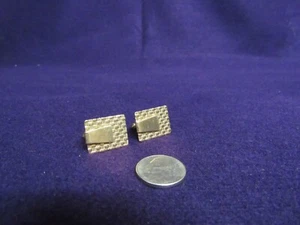 Gemelos rectangulares texturizados con clip de dinero vintage enchapados en oro CA4 - Imagen 1 de 4