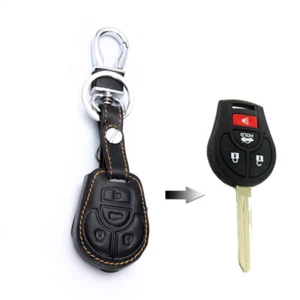 4 Button Yellow Remote Key Fob Bag Holder PU Leather Cover Case Fit Nissan - Picture 1 of 6