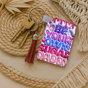 Adult Humour Keyring Tassel funny Gift be your own sugar dad bag charm accessory - Picture 1 of 5
