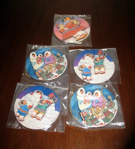 5 Barbara Lavallee Christmas Tree Ornaments Layered 3-D Wood, NIP, 1995 - Picture 1 of 4