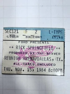 Rick Springfield Concert Ticket Stub 11/15/84 Dallas TX Reunion Arena - Picture 1 of 2