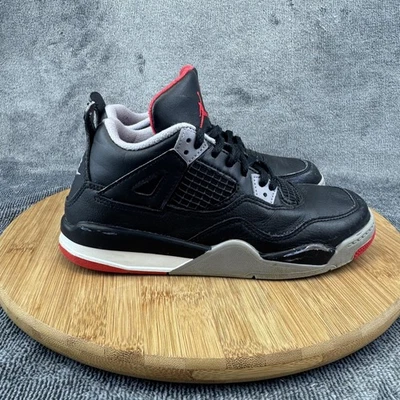 Nike Air Jordan 4 Retro Shoes Youth Size 2.5Y Black Red BQ7669-006 - Image 1 of 4