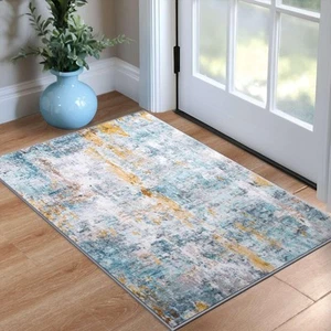 Entrance Rugs Indoor 2x3 Blue Entry Rug Washable Abstract Small Area Rug Non-... - Picture 1 of 9