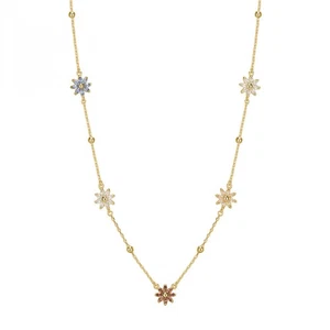 Collana ROSATO Gaia in argento 925 dorato RZGA66 con fiori colorati - Picture 1 of 1