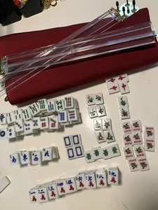 Silver Glitter Sparkle Crystal MahJongg Mah Jong Travel Carry Bag Lucite Racks - Picture 1 of 10