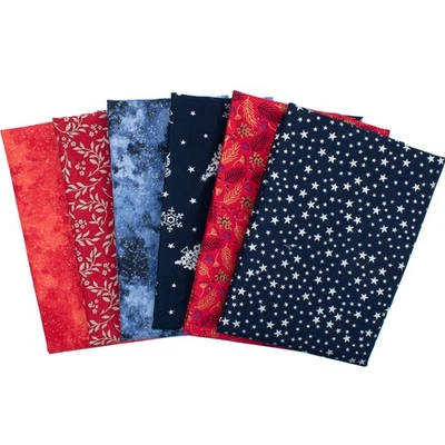 Patchwork Stoffpaket Weihnachten bunt (6x ca. 30 cm x 75 cm) (Preis = 1 Paket) - Bild 1 von 4