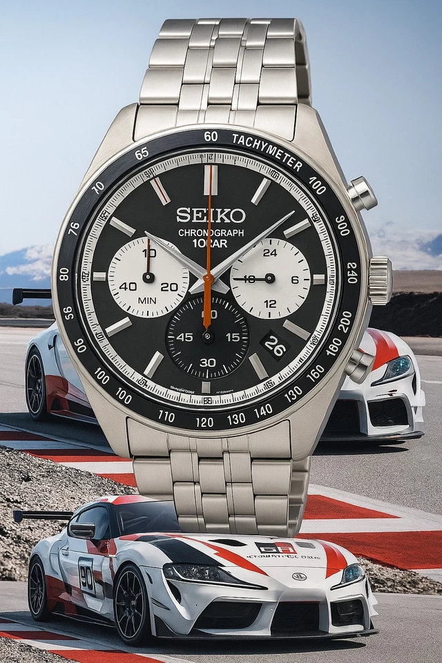 Cronógrafo Seiko Reverse Panda Nuevo - Juego Completo - Acero Inoxidable - 10 Bar Foto 1 de 4