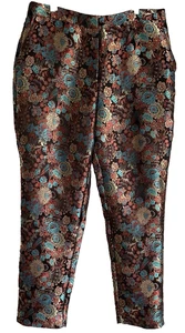 NEU Mode Nova Luxe Hose Trousers Gr. 1X schwarz multi asiatisch Blumen 38 x 32,25 - Bild 1 von 10