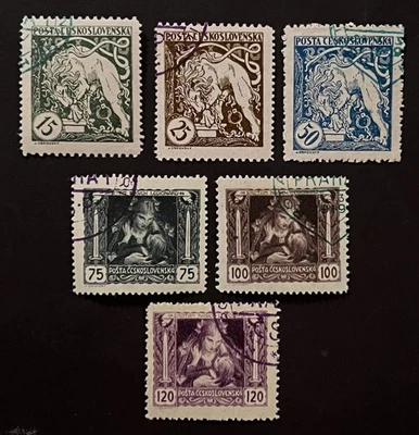 Sellos de viaje: estampillas de Checoslovaquia de 1919 Scott #B124-B129 Independencia CTO NH Foto 1 de 4