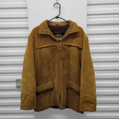 1970s Corduroy Wool Lined Sherpa Zip Up Jacket Brown Suede Western Retro Mens - Image 1 of 4