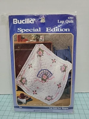 1993 Bucilla SPECIAL EDITION "Fan" Lap Quilt ~New Factory-Sealed~ - Image 1 of 3