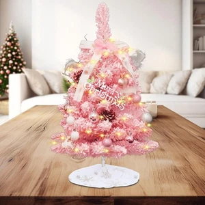 Pequeño Árbol de Navidad Rosa - Mini Árbol de Navidad Rosa Flocado Árbol de Navidad S. - Imagen 1 de 7