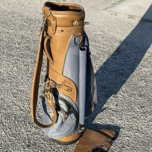 Hot Z Golf Cart Bag 6 Way Leather Canvas W/ Head Cover - Picture 1 of 7