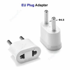 White Us Au to Eu European Kr Plug Adapter 2 Pin American Euro Travel Power Adap - Picture 1 of 20